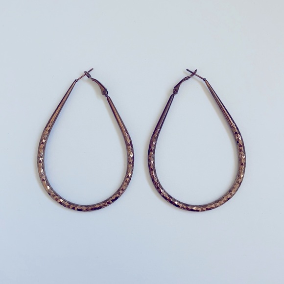 Extra Large Hammered Bronze Hoops - Picture 1 of 5
